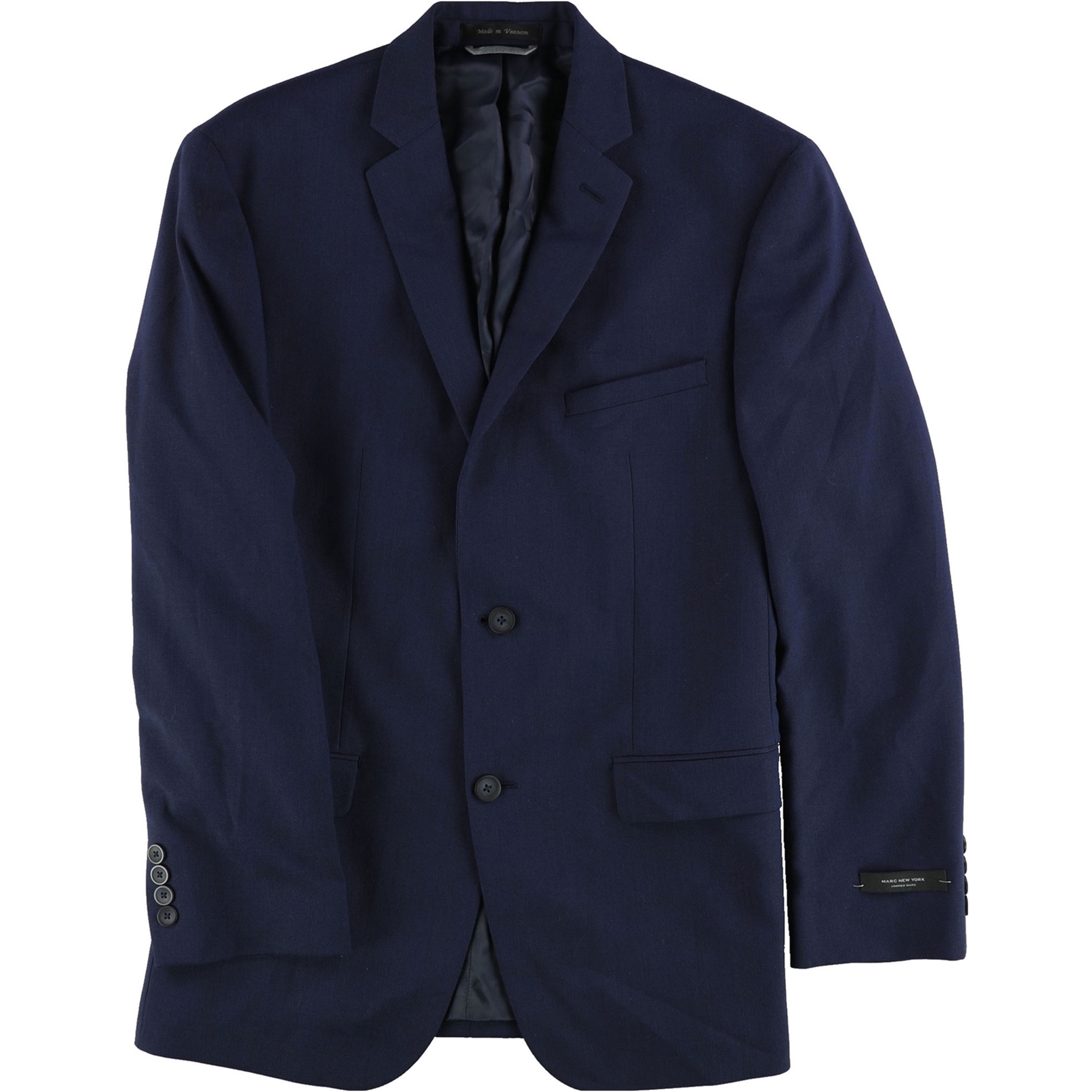 Andrew Marc Mens Plaid Two Button Blazer Jacket, Blue, 40 Short